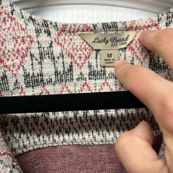 Lucky Brand Geometric Knit Jacket in Red and Black - Picture 2 of 3